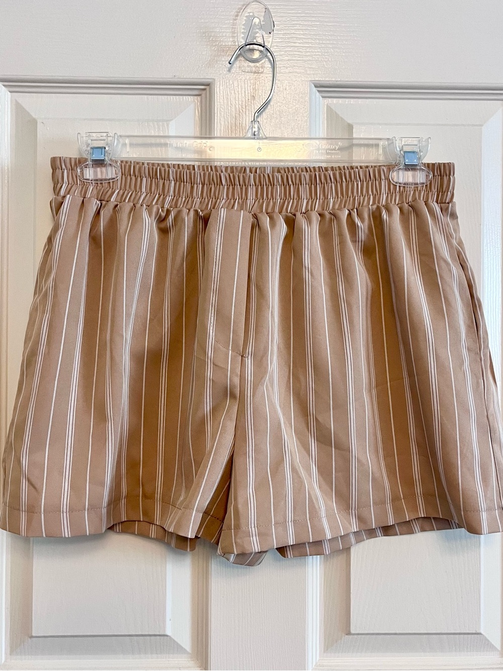 High-Waist Tan Striped Women’s Shorts